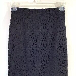 J.CREW COLLECTION Size 2  floral lace midi pencil skirt BLACK E9754 NWT